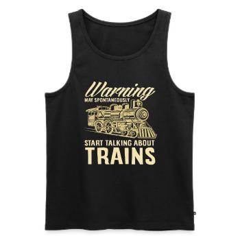L’attention peut parler spontanément des trains - Débardeur bio Premium Homme - noir - Devant - Michal (187cm)
