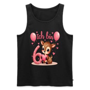 Süßes Reh Ich bin 6 Kinder 6. Geburtstag Mädchen - Männer Premium Bio Tank Top - Schwarz - Vorne - Michal (187cm)