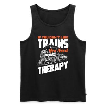 If you don't like trains, you need therapy - Men's Premium Organic Tank Top - black - Front - AI Model Male 178 light (178cm)