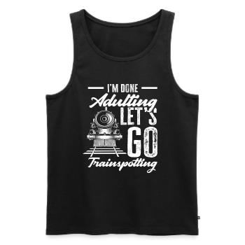 I'm done with adulthood Let's - Men's Premium Organic Tank Top - black - Front - AI Model Male 178 light (178cm)