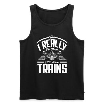 , j’ai vraiment besoin de tous ces trains - Débardeur bio Premium Homme - noir - Devant - Michal (187cm)