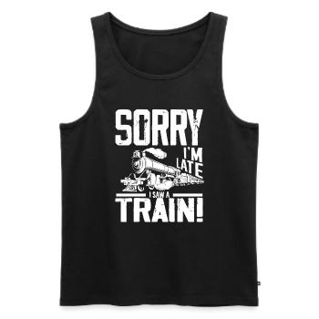 Sorry I'm Late I Saw A Train! - Männer Premium Bio Tank Top - Schwarz - Vorne - Michal (187cm)
