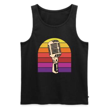Microphone vintage Rétro Sunset Karaoké - Débardeur bio Premium Homme - noir - Devant - Michal (187cm)