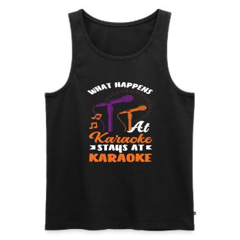 Was Bei Karaoke Passiert Bleibt Bei Karaoke - Männer Premium Bio Tank Top - Schwarz - Vorne - Michal (187cm)