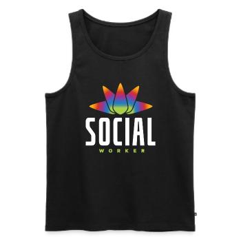 Social Worker Rainbow Lotus Flower - Men's Premium Organic Tank Top - black - Front - Michal (187cm)