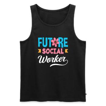Futur travailleur social avec fleur - Débardeur bio Premium Homme - noir - Devant - Michal (187cm)