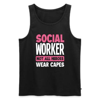 Sozialarbeiter Nicht Alle Helden Tragen Umhänge - Männer Premium Bio Tank Top - Schwarz - Vorne - AI Model Male 178 light (178cm)