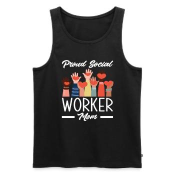 Fière maman travailleuse sociale - Débardeur bio Premium Homme - noir - Devant - Michal (187cm)