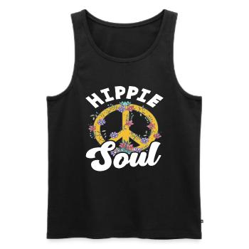 Hippie Soul Paix Symbole Fleurs - Débardeur bio Premium Homme - noir - Devant - Michal (187cm)