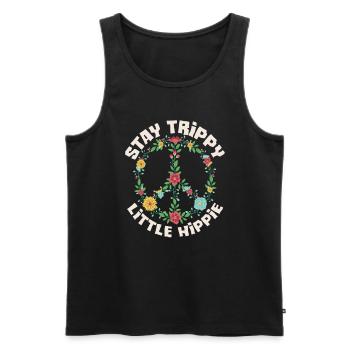 Stay Trippy Little Hippie Floral Peace Sign - Men's Premium Organic Tank Top - black - Front - Michal (187cm)
