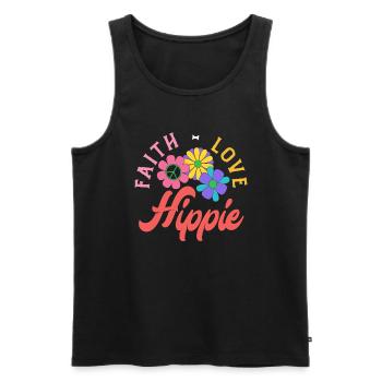 Faith Love Hippie Blumen Retro - Männer Premium Bio Tank Top - Schwarz - Vorne - Michal (187cm)