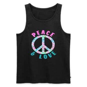Peace & Love Buntes Friedenssymbol - Männer Premium Bio Tank Top - Schwarz - Vorne - Michal (187cm)