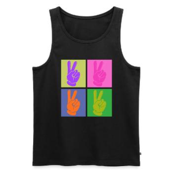 Poignée de paix colorée Pop Art Design - Débardeur bio Premium Homme - noir - Devant - Michal (187cm)