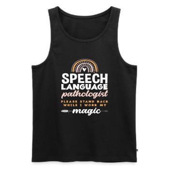 Logopäde Bitte Abstand Halten Während Ich Meine - Männer Premium Bio Tank Top - Schwarz - Vorne - AI Model Male 178 light (178cm)