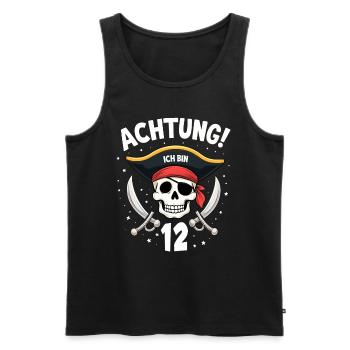12th Birthday Pirate Gift Boys Boys - Men's Premium Organic Tank Top - black - Front - AI Model Male 178 light (178cm)