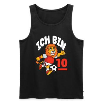 Funny Lion Football J’ai 10 ans Anniversaire des enfants - Débardeur bio Premium Homme - noir - Devant - Michal (187cm)