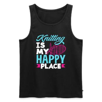 Stricken Ist Mein Glücklicher Ort - Männer Premium Bio Tank Top - Schwarz - Vorne - Michal (187cm)