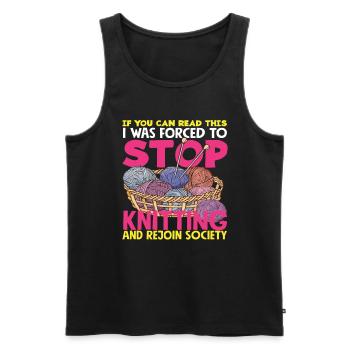 I had to stop knitting - Men's Premium Organic Tank Top - black - Front - AI Model Male 178 light (178cm)