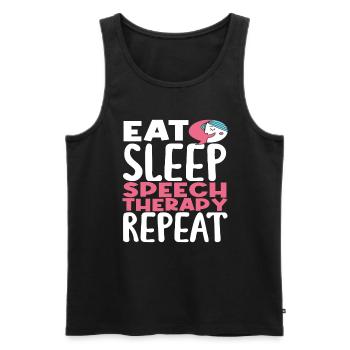 Eat Sleep Examen de l’orthophoniste - Débardeur bio Premium Homme - noir - Devant - Michal (187cm)