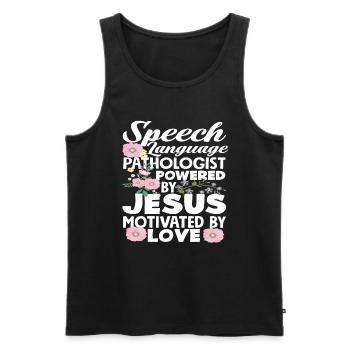 Speech therapist driven by Jesus - Men's Premium Organic Tank Top - black - Front - Michal (187cm)