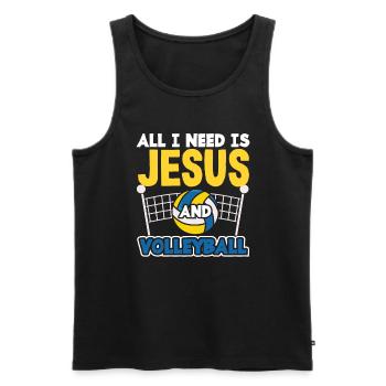 Alles Was Ich Brauche Ist Jesus Und Volleyball - Männer Premium Bio Tank Top - Schwarz - Vorne - Michal (187cm)