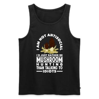 Pilzsammler: Lieber Pilze Sammeln Als Reden - Männer Premium Bio Tank Top - Schwarz - Vorne - Michal (187cm)