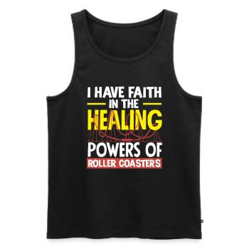 I believe in the healing power of the roller coaster - Men's Premium Organic Tank Top - black - Front - AI Model Male 178 light (178cm)