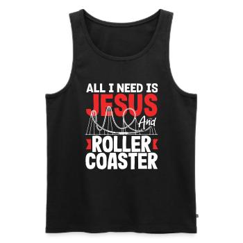 Jesus Und Achterbahn Liebhaber - Männer Premium Bio Tank Top - Schwarz - Vorne - Michal (187cm)
