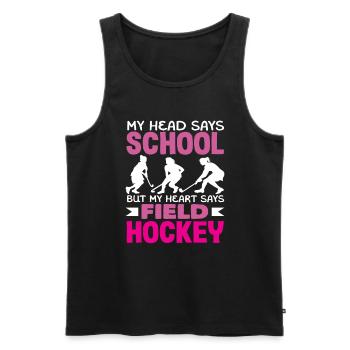 Feldhockeyspieler Herz Schule Kopf - Männer Premium Bio Tank Top - Schwarz - Vorne - Michal (187cm)