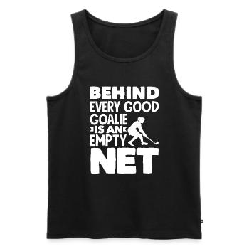 Hinter Jeder Gute Torwart Leeres Tor Feldhockey - Männer Premium Bio Tank Top - Schwarz - Vorne - AI Model Male 178 light (178cm)