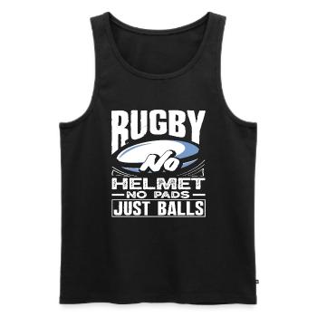 Rugby Spieler Kein Helm Nur Mut - Männer Premium Bio Tank Top - Schwarz - Vorne - Michal (187cm)