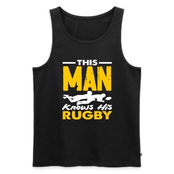 Dieser Mann Kennt Rugby Spieler - Männer Premium Bio Tank Top - Schwarz - Vorne - Michal (187cm)