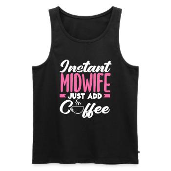 Café instantané de sage-femme facile à ajouter - Débardeur bio Premium Homme - noir - Devant - Michal (187cm)
