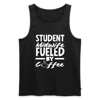 Student midwife driven by coffee - Men's Premium Organic Tank Top - black - Front - AI Model Male 178 light (178cm)