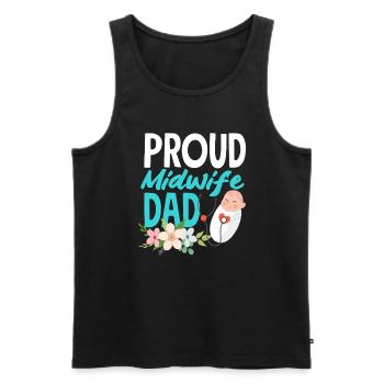 Fier papa sage-femme - Débardeur bio Premium Homme - noir - Devant - Michal (187cm)