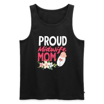 Sage-femme fière maman fleurs amour - Débardeur bio Premium Homme - noir - Devant - Michal (187cm)