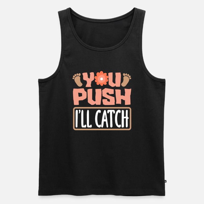 Hebamme Du Schiebst Ich Fange - Männer Premium Bio Tank Top - Schwarz