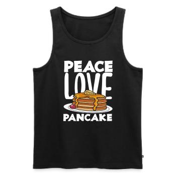 Peace Love Pancakes Plaisir du petit-déjeuner - Débardeur bio Premium Homme - noir - Devant - Michal (187cm)