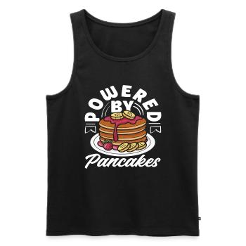 Powered by Pancakes Enjoyment - Men's Premium Organic Tank Top - black - Front - AI Model Male 178 light (178cm)