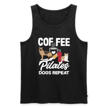 Pilates Coffee Dogs Repeat Fun - Men's Premium Organic Tank Top - black - Front - AI Model Male 178 light (178cm)