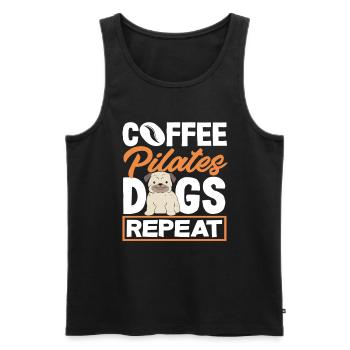 Pilates Coffee Dogs Repeat - Men's Premium Organic Tank Top - black - Front - Michal (187cm)