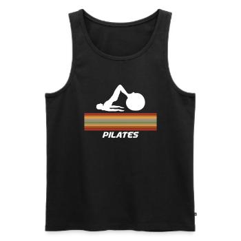 Pilates With Retro Stripe Design - Men's Premium Organic Tank Top - black - Front - Michal (187cm)