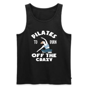 Le Pilates pour s’entraîner à la folie - Débardeur bio Premium Homme - noir - Devant - AI Model Male 178 light (178cm)