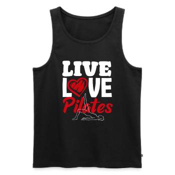 Pilates Live Love Pilates Passion - Men's Premium Organic Tank Top - black - Front - AI Model Male 178 light (178cm)