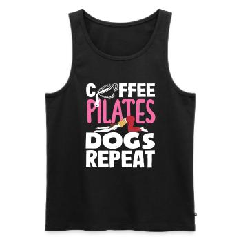 Pilates Coffee Dogs Repeat - Men's Premium Organic Tank Top - black - Front - Michal (187cm)