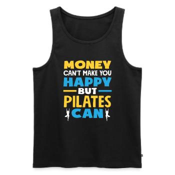 Pilates makes happy, not money - Men's Premium Organic Tank Top - black - Front - Michal (187cm)