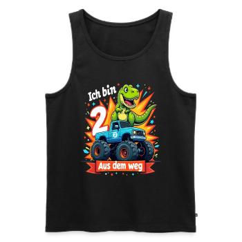 Dinosaur 2nd Birthday Monster Truck - Men's Premium Organic Tank Top - black - Front - Michal (187cm)
