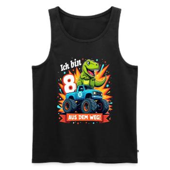 Dinosaur 8th Birthday Monster Truck - Men's Premium Organic Tank Top - black - Front - Michal (187cm)