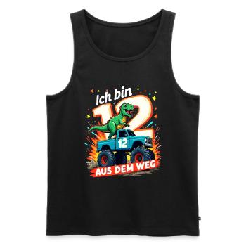 Dinosaur 12th Birthday Monster Truck - Men's Premium Organic Tank Top - black - Front - Michal (187cm)