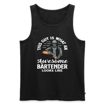 So Sieht Ein Toller Barkeeper Aus - Männer Premium Bio Tank Top - Schwarz - Vorne - Michal (187cm)